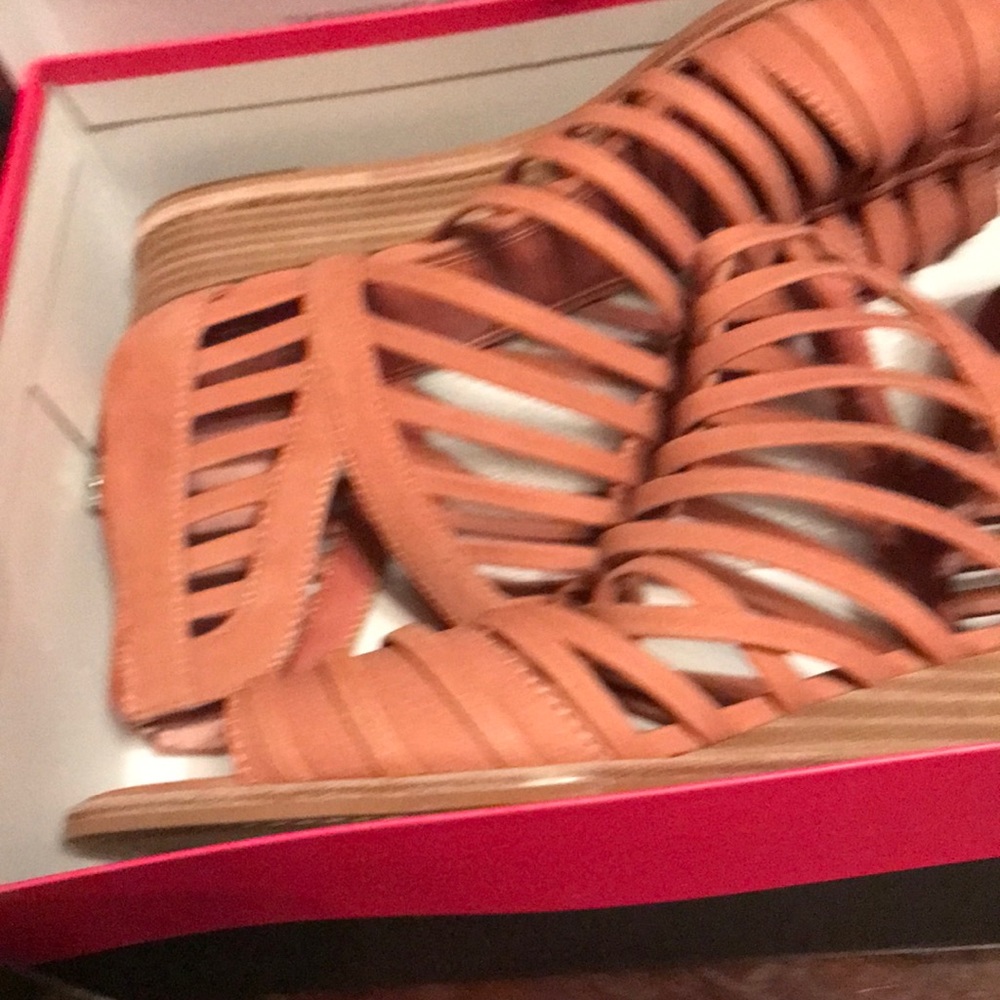 Peach color with 1 inch heel